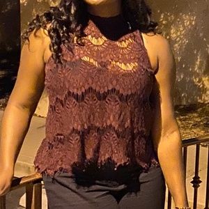 maroon lace blouse